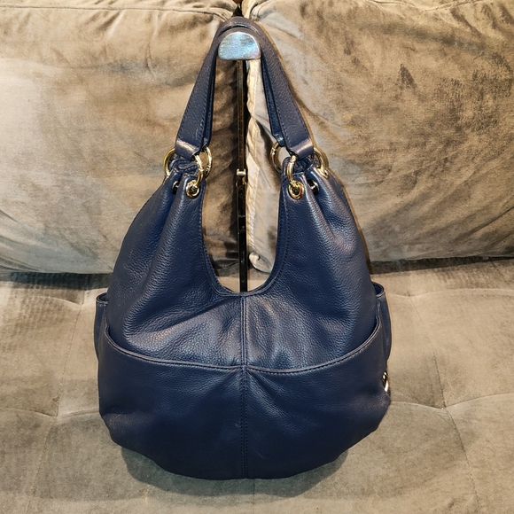 Michael Kors Layton Navy  Blue Pebble Leather Hobo Bag - Picture 5 of 15